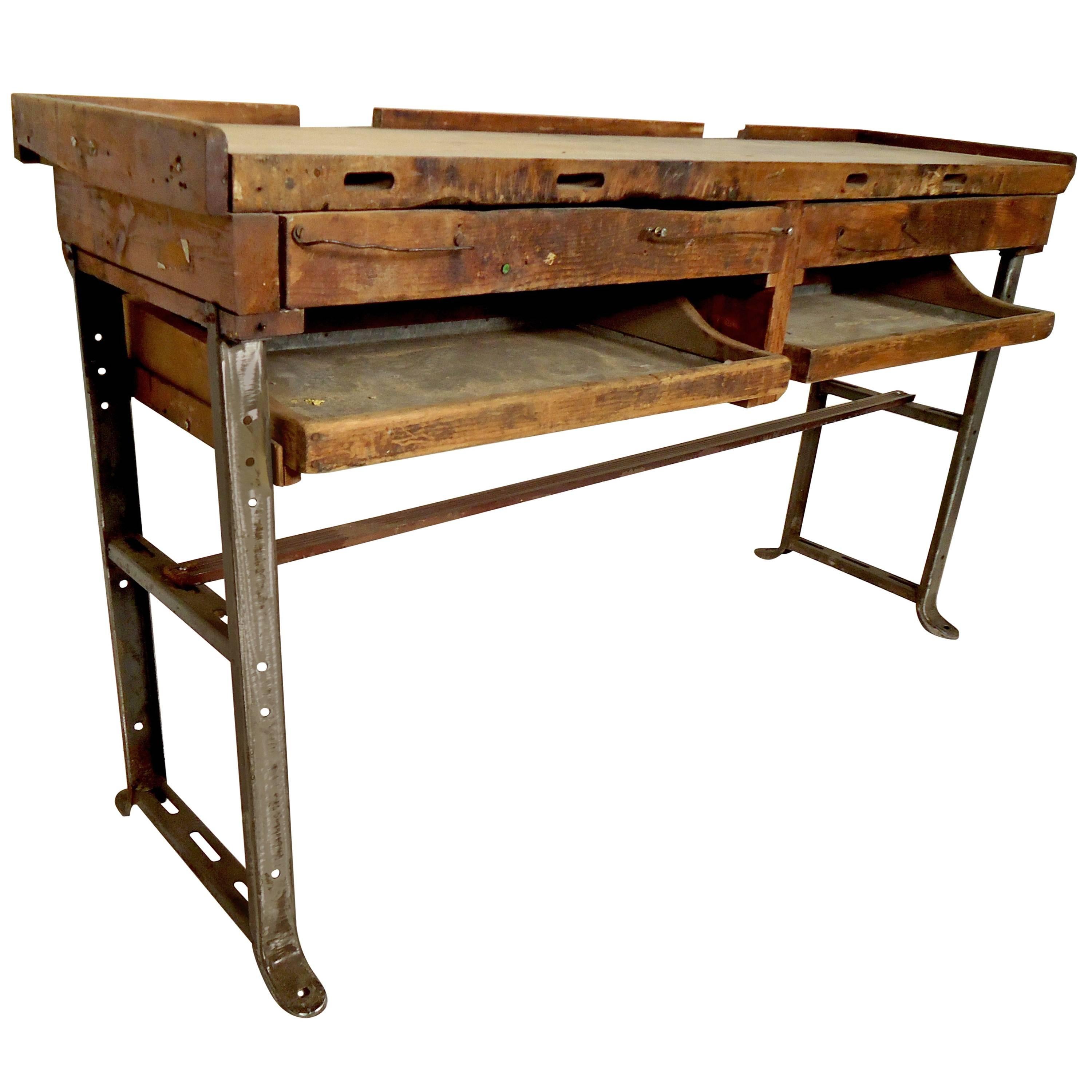 Unique Primitive Industrial Work Bench