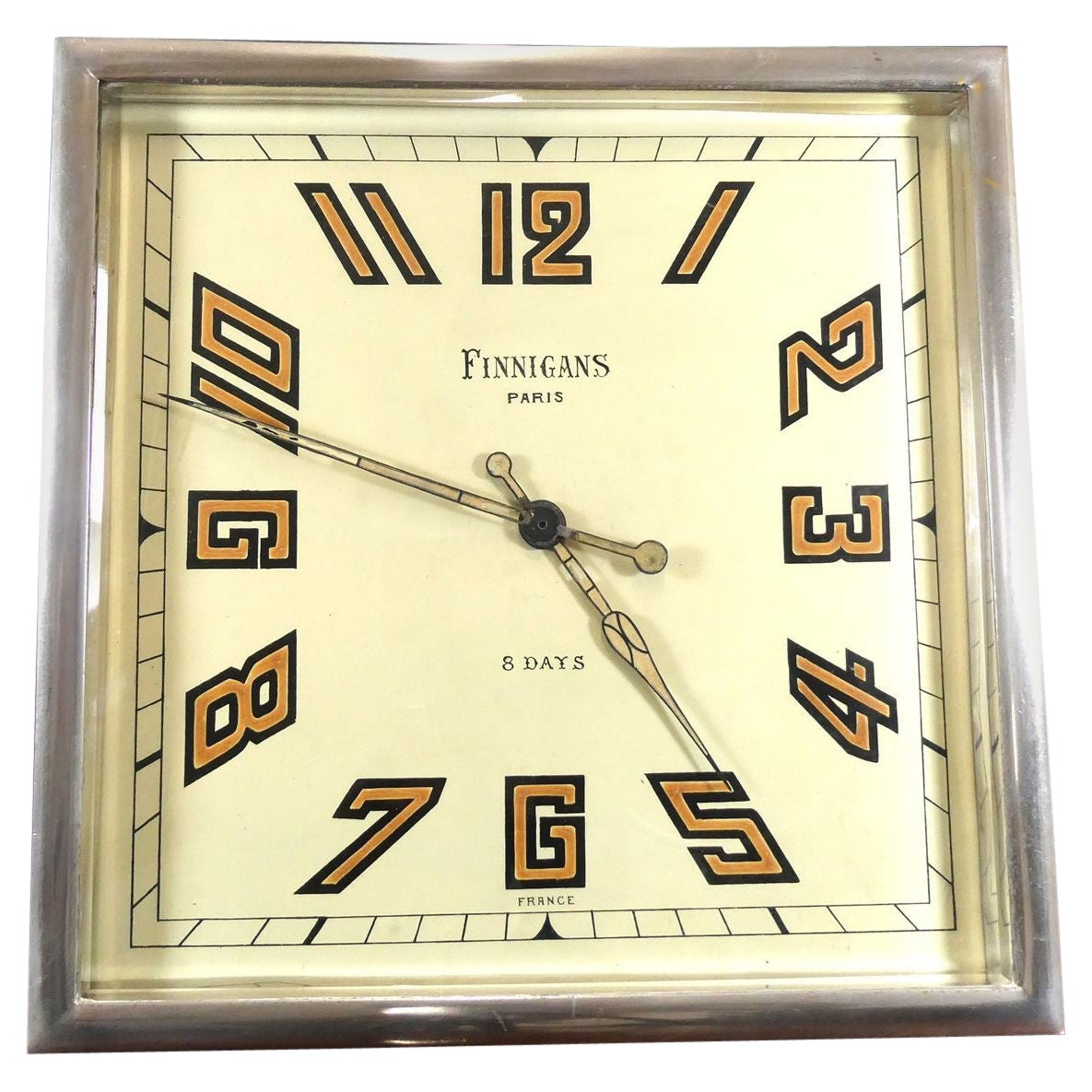 Art Deco Chrome Strut Clock, Finnigans, Paris