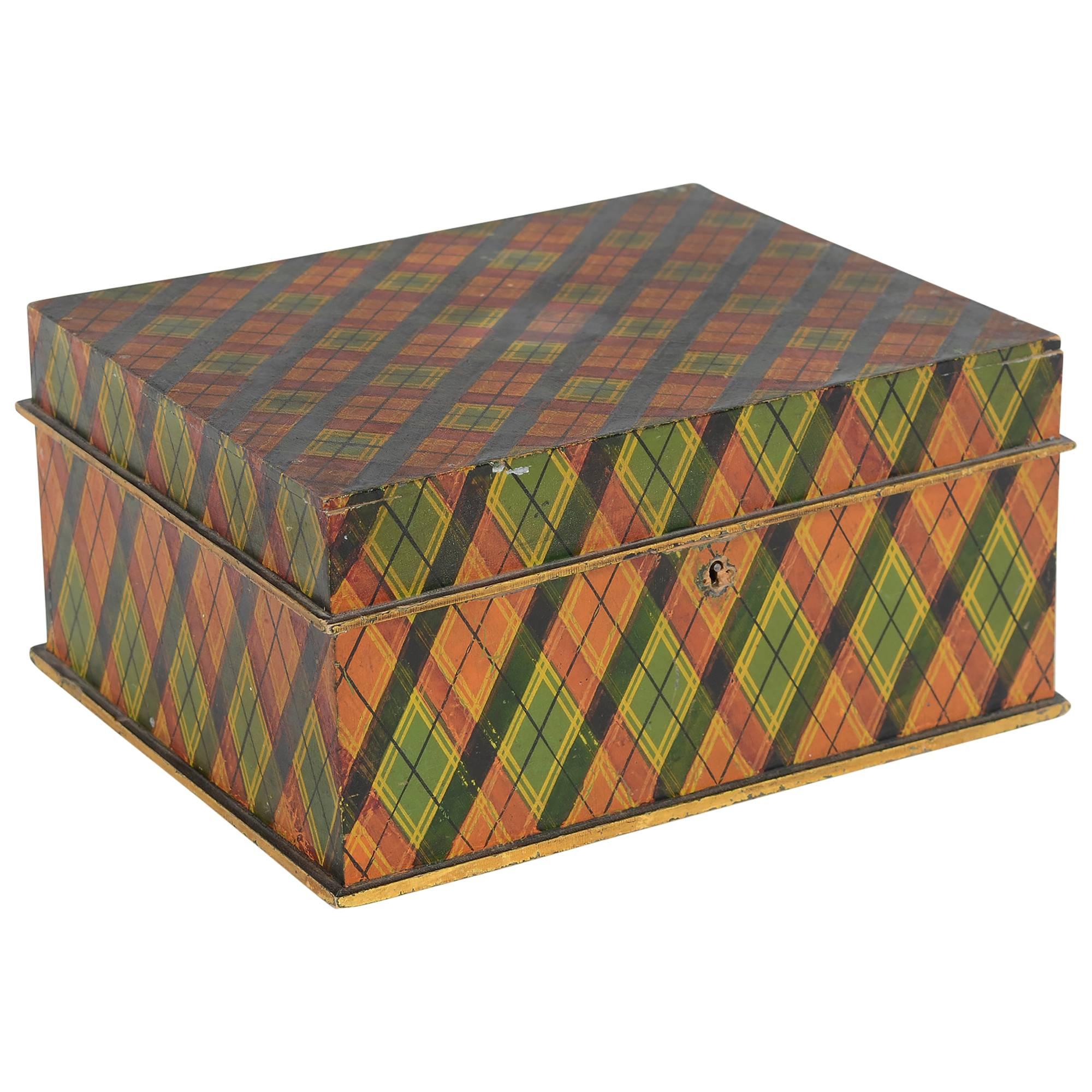 Caja de cuadros tartán en pintura original