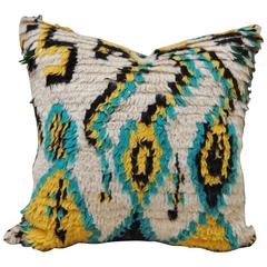 Custom Pillow Cut from a Vintage Hand Loomed Wool Azilal Moroccan Rug