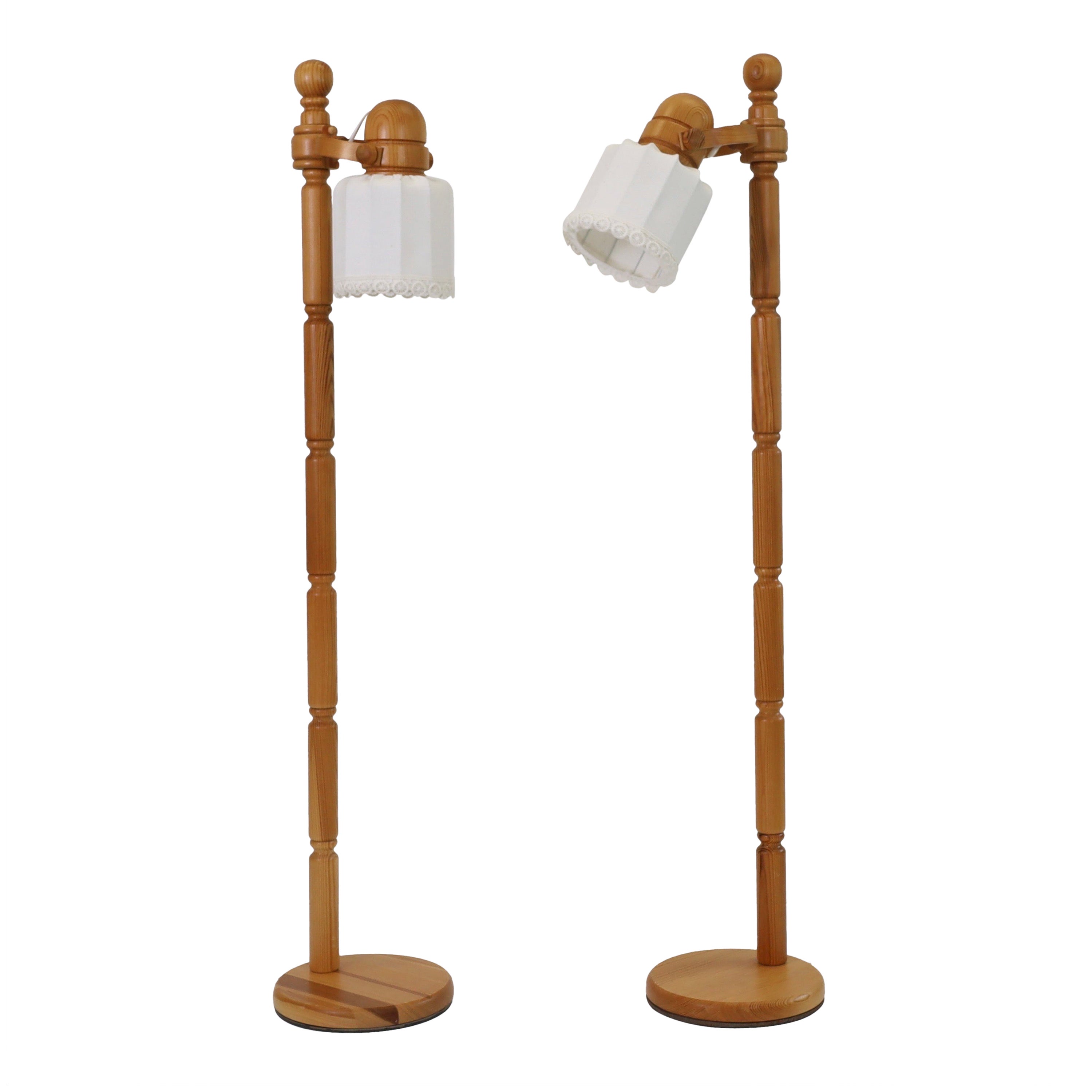 Set of Swedish Modern Pine Wood Floor Lamps by Markslöjd, 1970s, Sweden