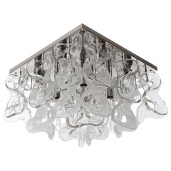 Large Mid-Century Kalmar Flush Mount Light 'Catena', Chrome Murano Glass, 1970s
