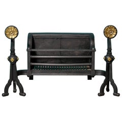 Large Antique English Arts & Crafts Fire Grate