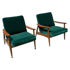 Arne Vodder Attributed Lounge Chairs in Green Mohair - a Pair