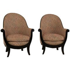 Rare Pair of French Art Deco Bergere Chairs