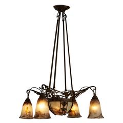 Stunning French Art Nouveau Chandelier by Daum Nancy France 12