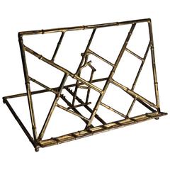 Vintage Italian Gilt Tole Metal Faux Bamboo Book Stand