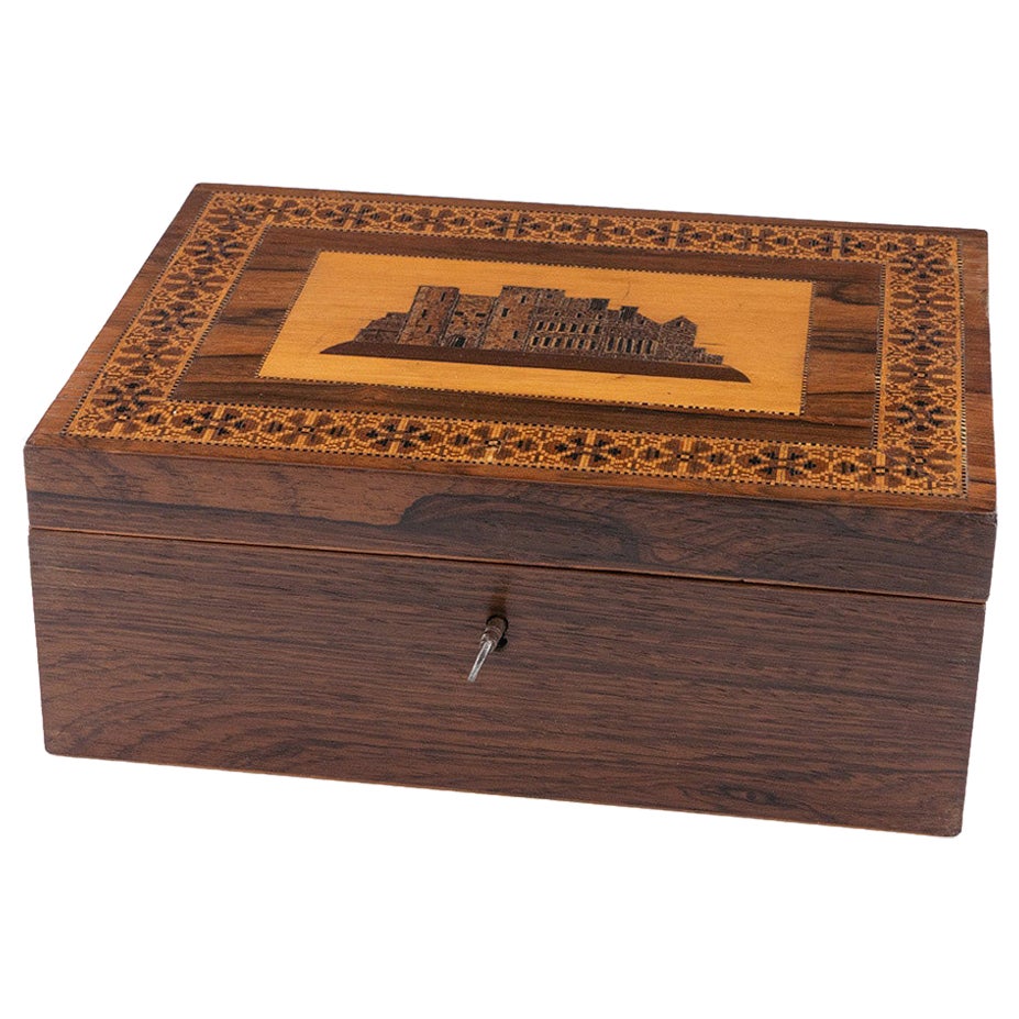 Tunbridge Ware Box with Image of Tonbridge Castle c1840