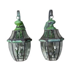 Pair of Vintage Solid Brass Wall Lantern