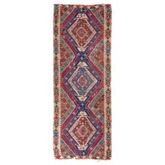 5x13.5 Ft Rare Antique Turkish Flat-Weave Kilim Rug, Ca 1875