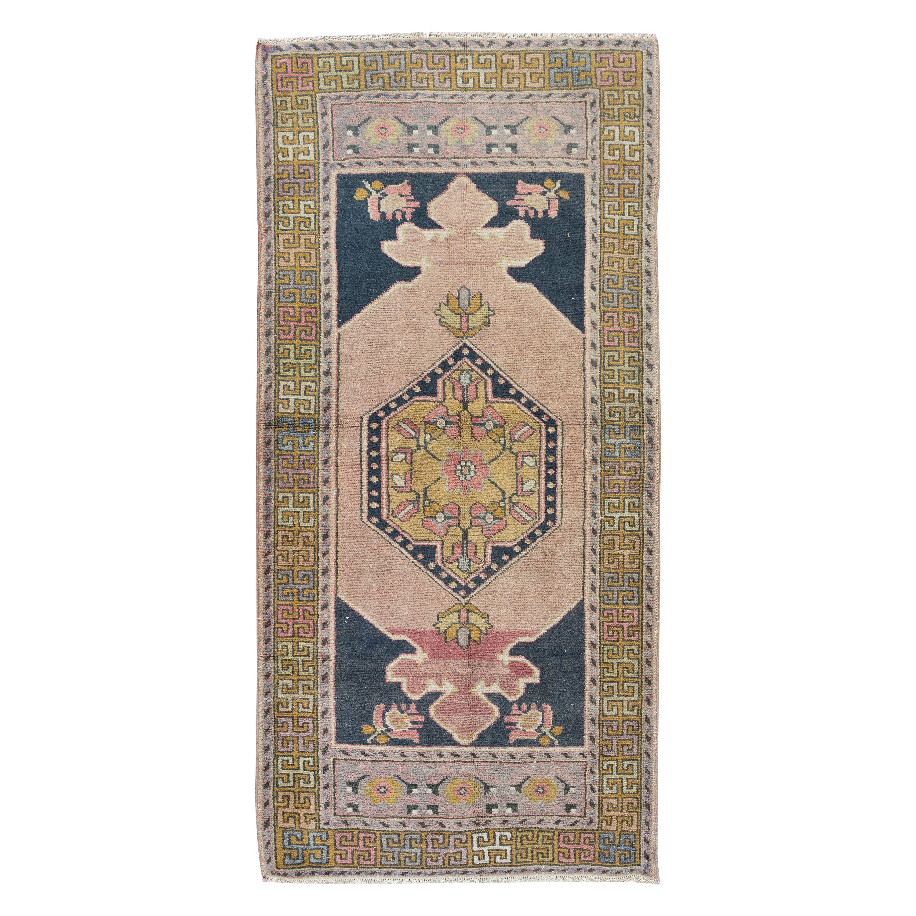 3.2x6.5 Ft Handmade Anatolian Village Small Rug, Vintage Tribal Style Carpet