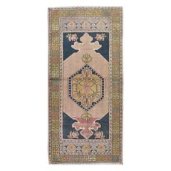 3.2x6.5 Ft Handmade Anatolian Village Small Rug, Vintage Tribal Style Carpet