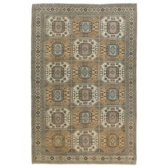 6.3x9.5 Ft Vintage Turkish Kysari Area Rug, Handmade Wool Carpet
