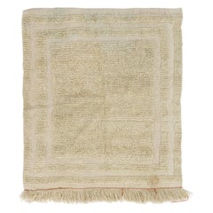 3.3x3.3 Ft Minimaliste Tapis vintage "Tulu" fait à la main, Laine naturelle non teintée