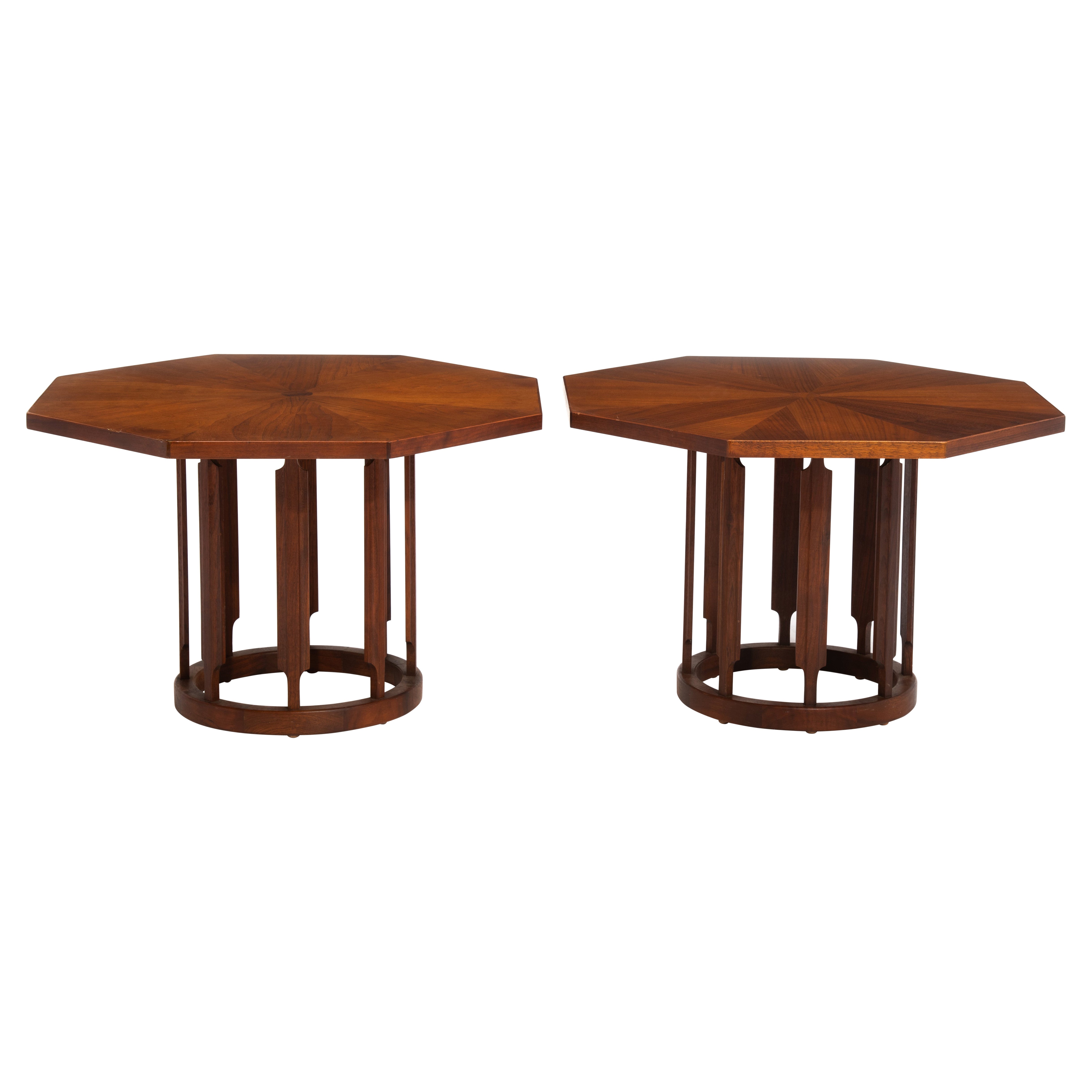 Stewart MacDougal Kipp Stewart Drexel Octagon Side Table Walnut a Pair