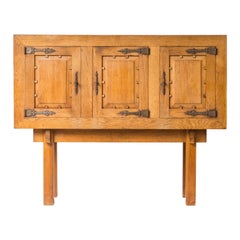 Crédence brutaliste en Oak Oak dans le style de Marolles - France 1950s