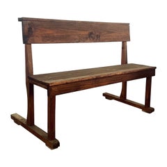 Antique Spanish Pine Church Pew, 1940s