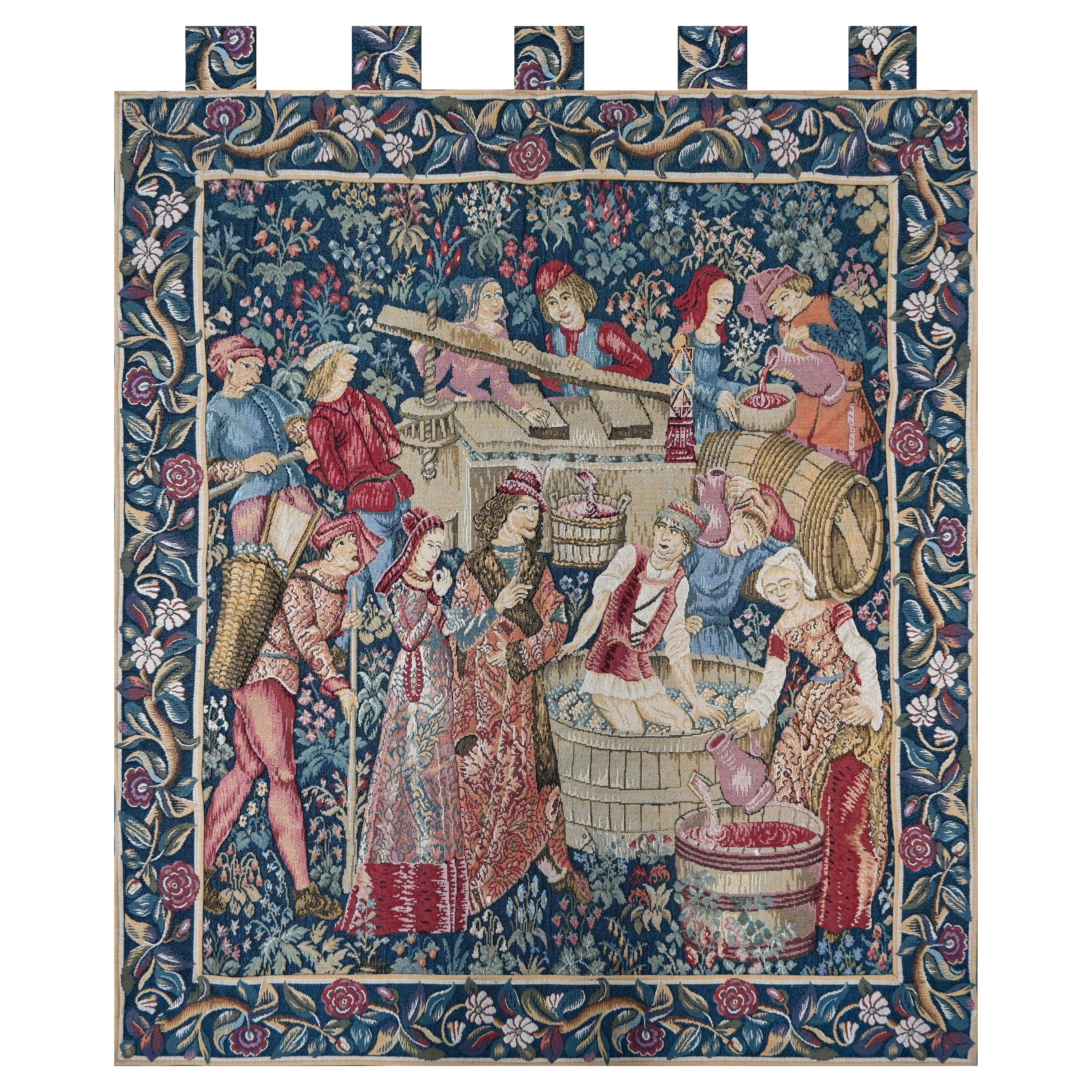 French Tapestry, Genuine Jacquard in Medieval Style - H160xW142 cm - No. 1440 For Sale