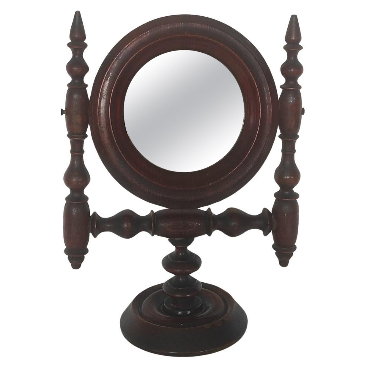 Antique Victorian Wood Dresser Swivel Mirror 1850s