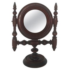 Antique miroir victorien pivotant en bois des années 1850