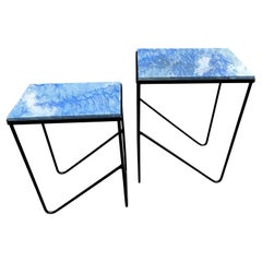 Hairpin Iron Tables with "Azul Bahia" Granite Tops