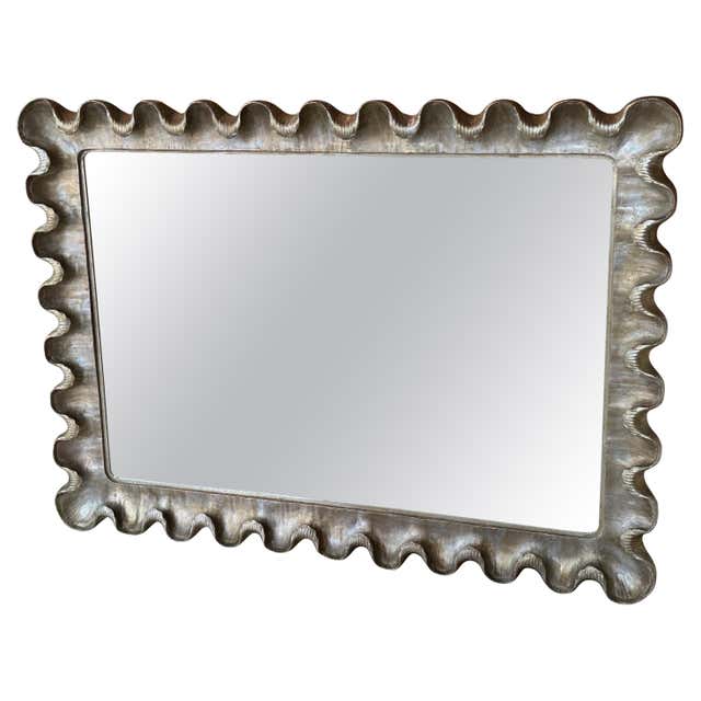 Vintage Ruffle Scalloped White Lacquered Wall Mirror at 1stDibs | white ...