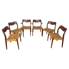 Set Of Mid Century Modern Teak Dining Chairs By Niels Moller Model 71 And 55