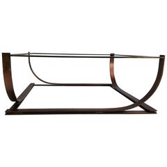 Modernist Bauhaus Bronzed Steel Cocktail Table Manner of Donald Deskey