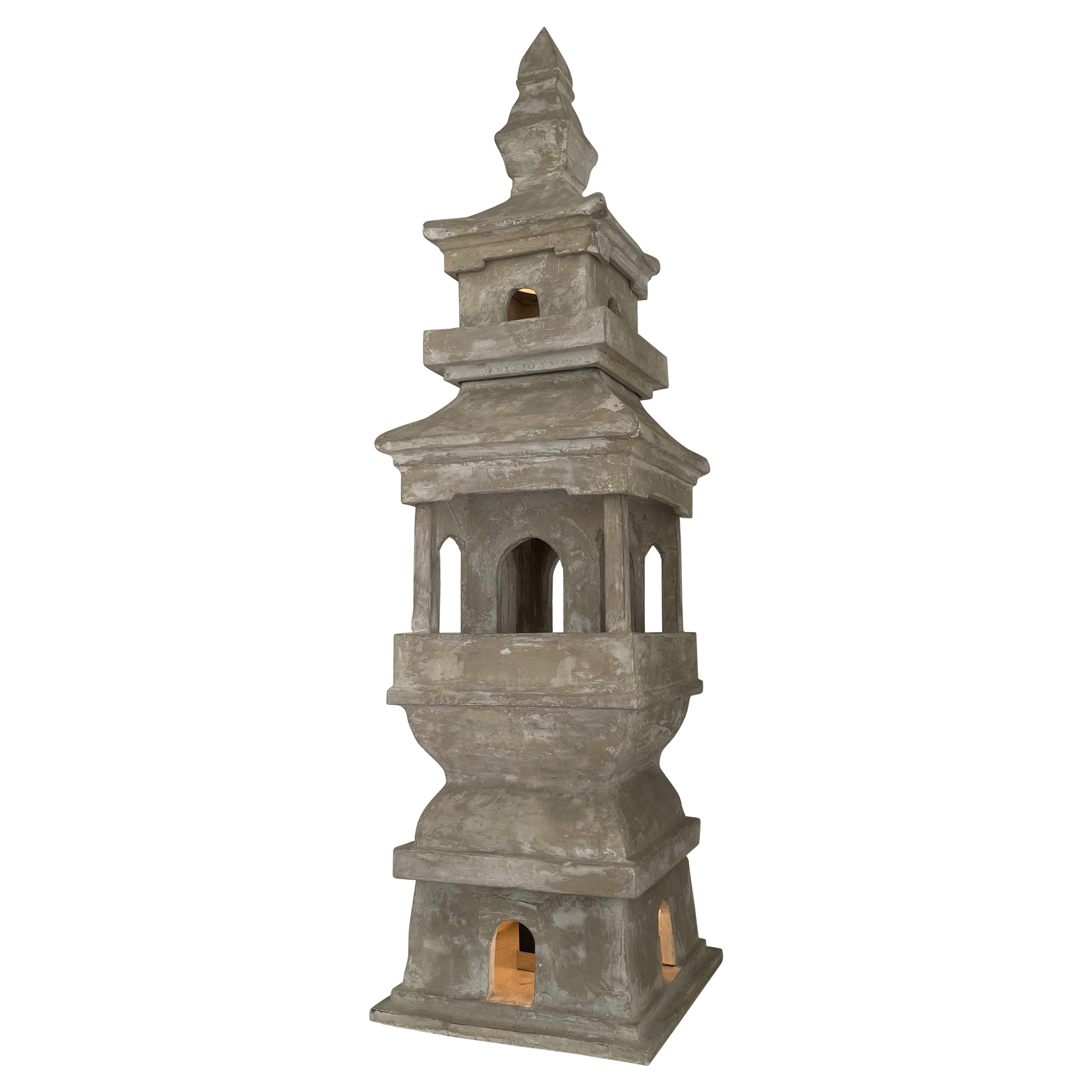Qing Dynasty Terracotta Pagoda in the Style Of Tony Duquette.