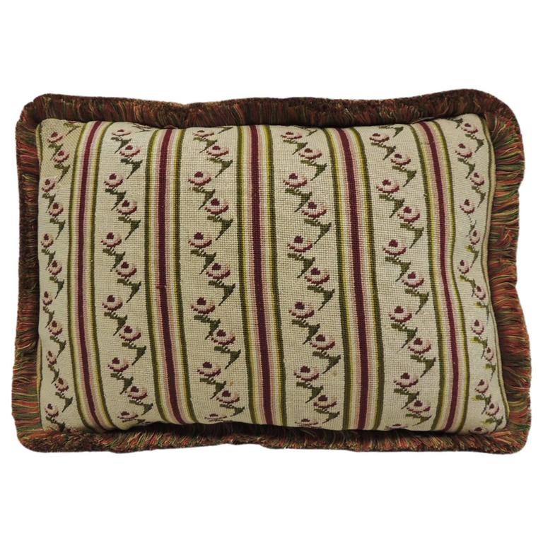 Antique Tapestry Petite Floral Decorative Pillow For Sale at 1stdibs