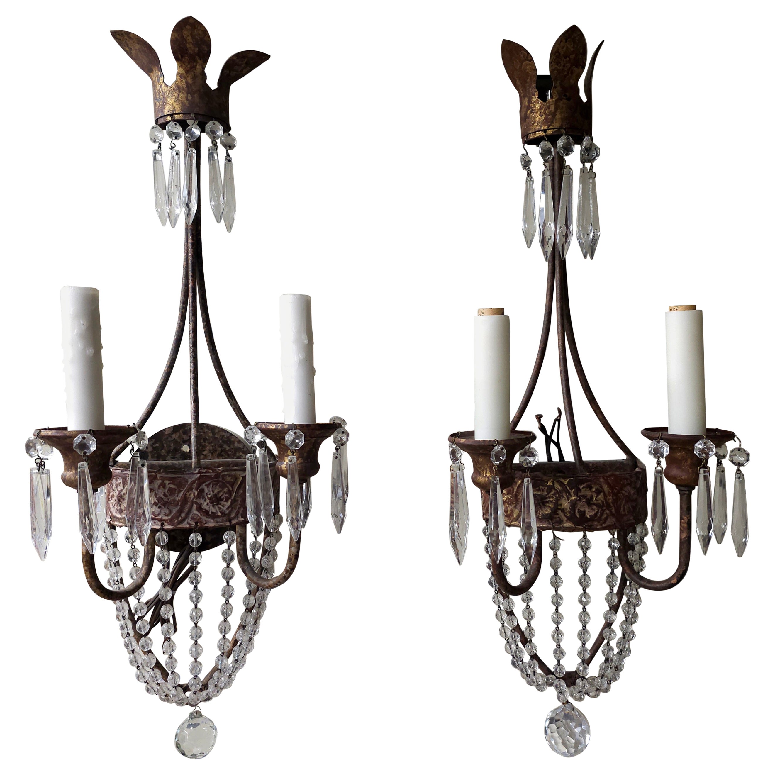Coppia Niermann Weeks 'Neapolitan' Cristallo e Metallo Rame Applique a due luci