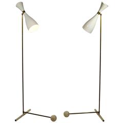 Pair of Italian Floor Lamps Attributed to Angelo Lelli, 1950s