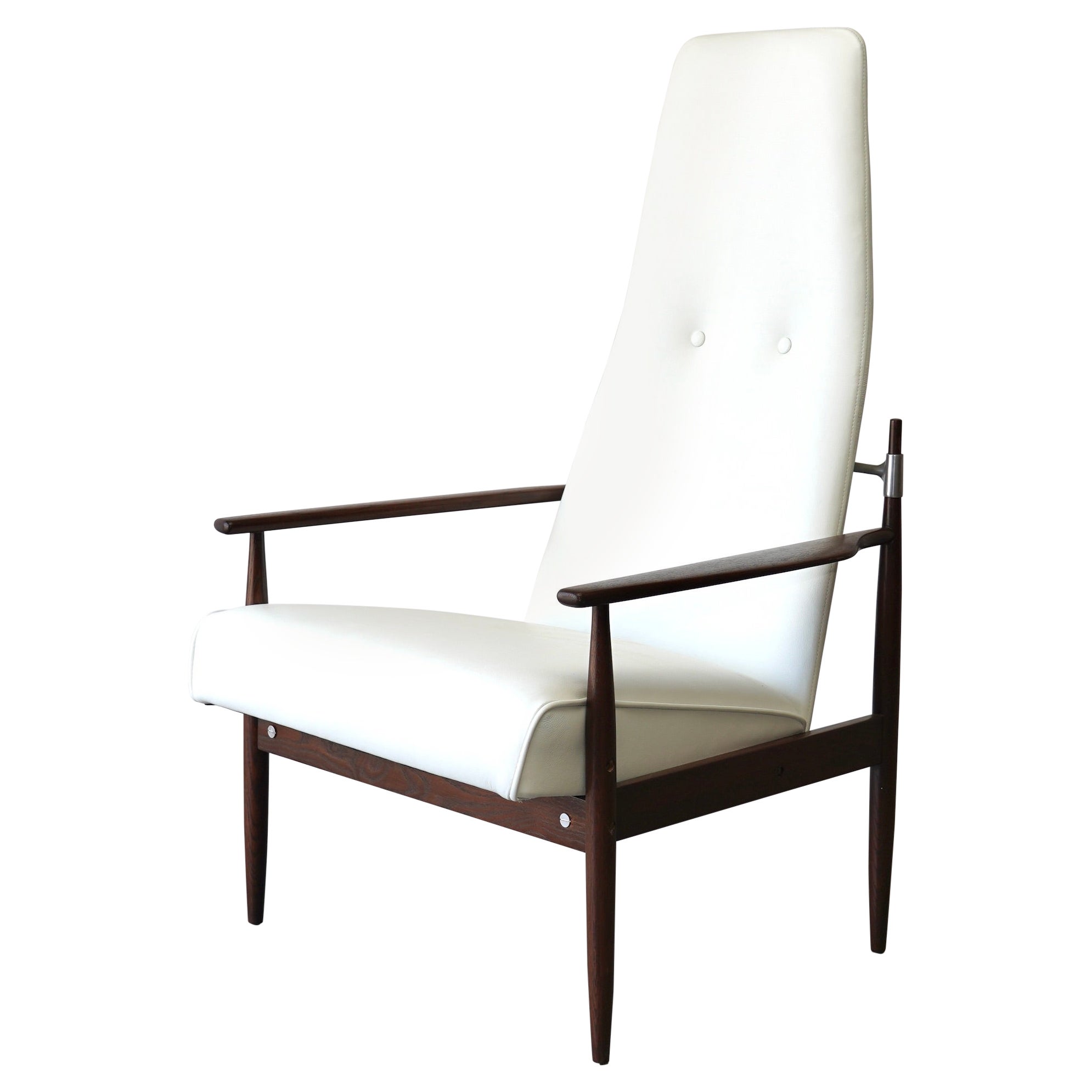 Sedia da salotto moderna in pelle danese di Selrite nello stile di Peter Hvidt