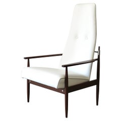 Sedia da salotto moderna in pelle danese di Selrite nello stile di Peter Hvidt