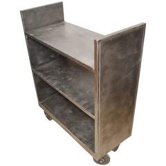 Stainless Steel Book, Plant and Bar Cart on Wheels 