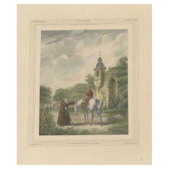 1835 Handkolorierte Lithographie: The Crusaders' Departure for the Holy Land