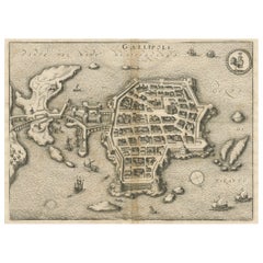 Gallipoli Fortifications: A 1688 Engraved Bird’s-Eye Map by Mattheus Merian