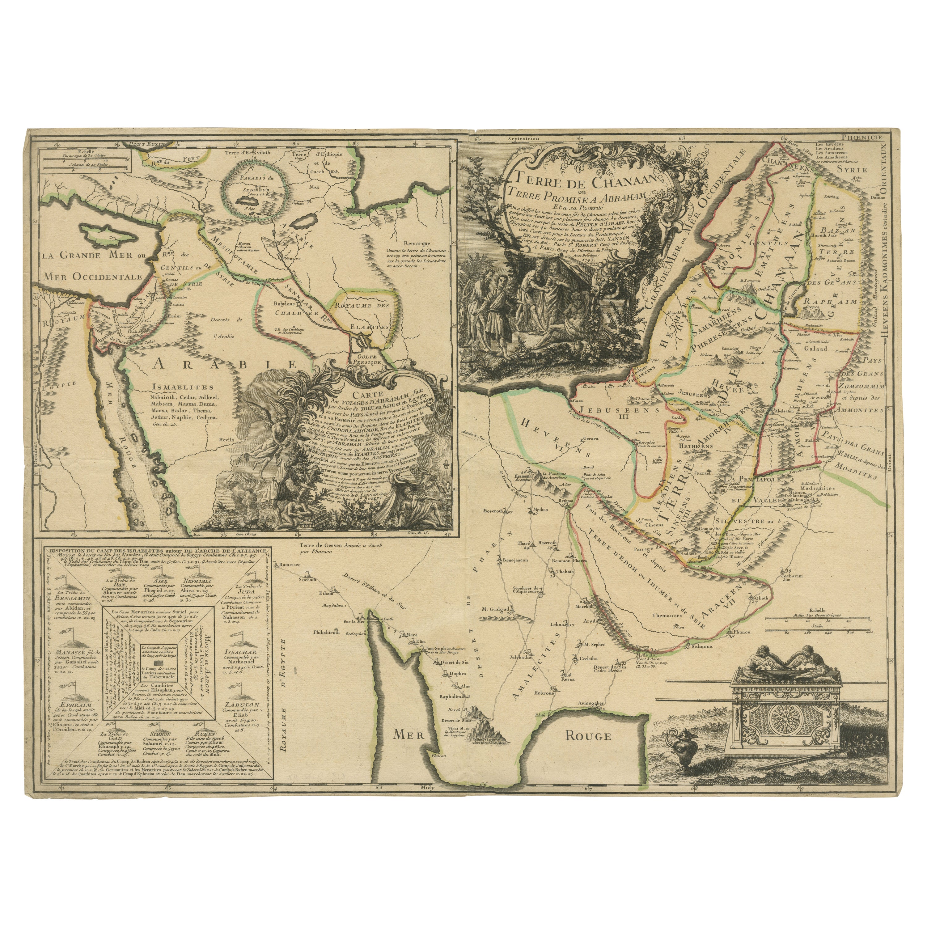 Detailed Map of Arabian Peninsula and Canaan, Highlighting Biblical Territories
