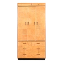 Milo Baughman Style Burl Wood Armoire Dresser or Gentleman's Chest by Henredon