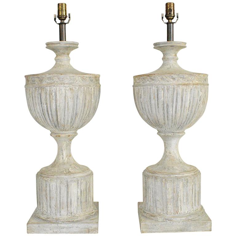 Pair Of Large Neoclassical Style Carved Wood Table Lamps At 1stdibs Pair Of Large Neoclassical Style Carved Wood Table Lamps For