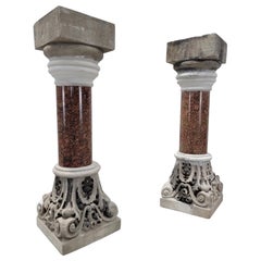 Antique Italian & Sculpture Stone Pedestals from Roman Church Altar - Pair