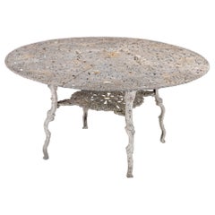Round Metal Acanthus Leaf Motif Garden Table, Sweden 1960s