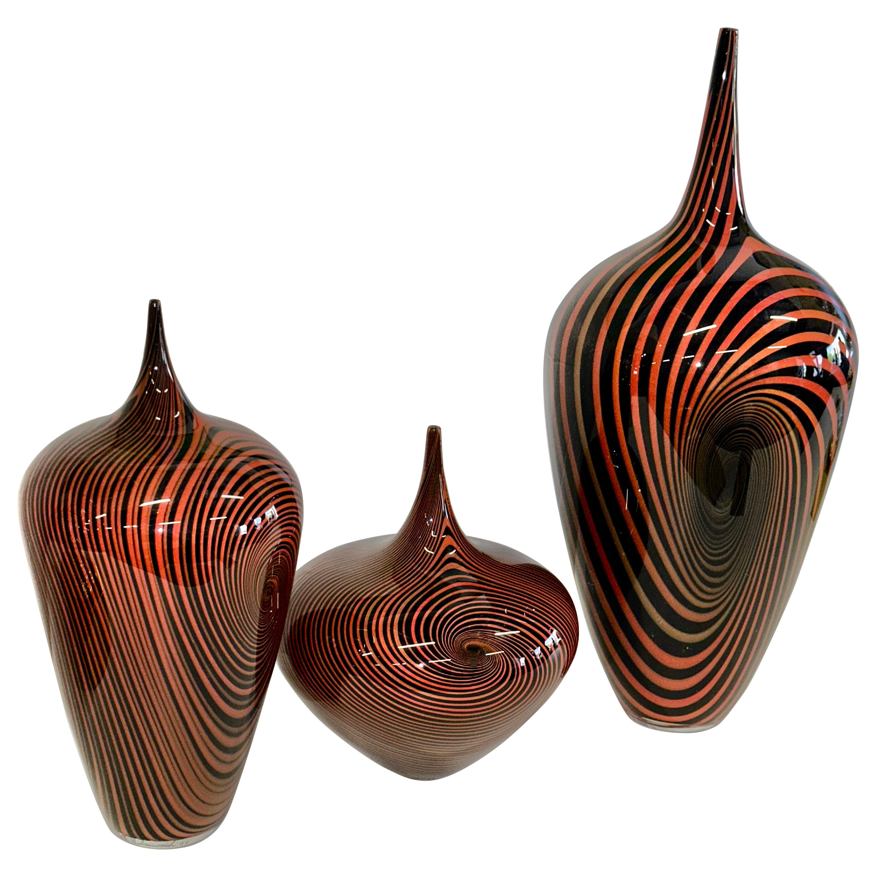 3 Pieces by Noted Canadian Glass Artist Jeff Holmwood  Vortex 1999 For Sale