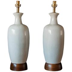 Pair of California Pottery Glazed Lamps
