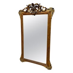 Large Antique Gold Leaf Ornate Carved Wall Mirror
