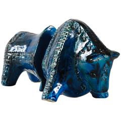 Bitossi, Londi Designed 'Rimini Blu' Bull Bookends, circa 1965, Italy