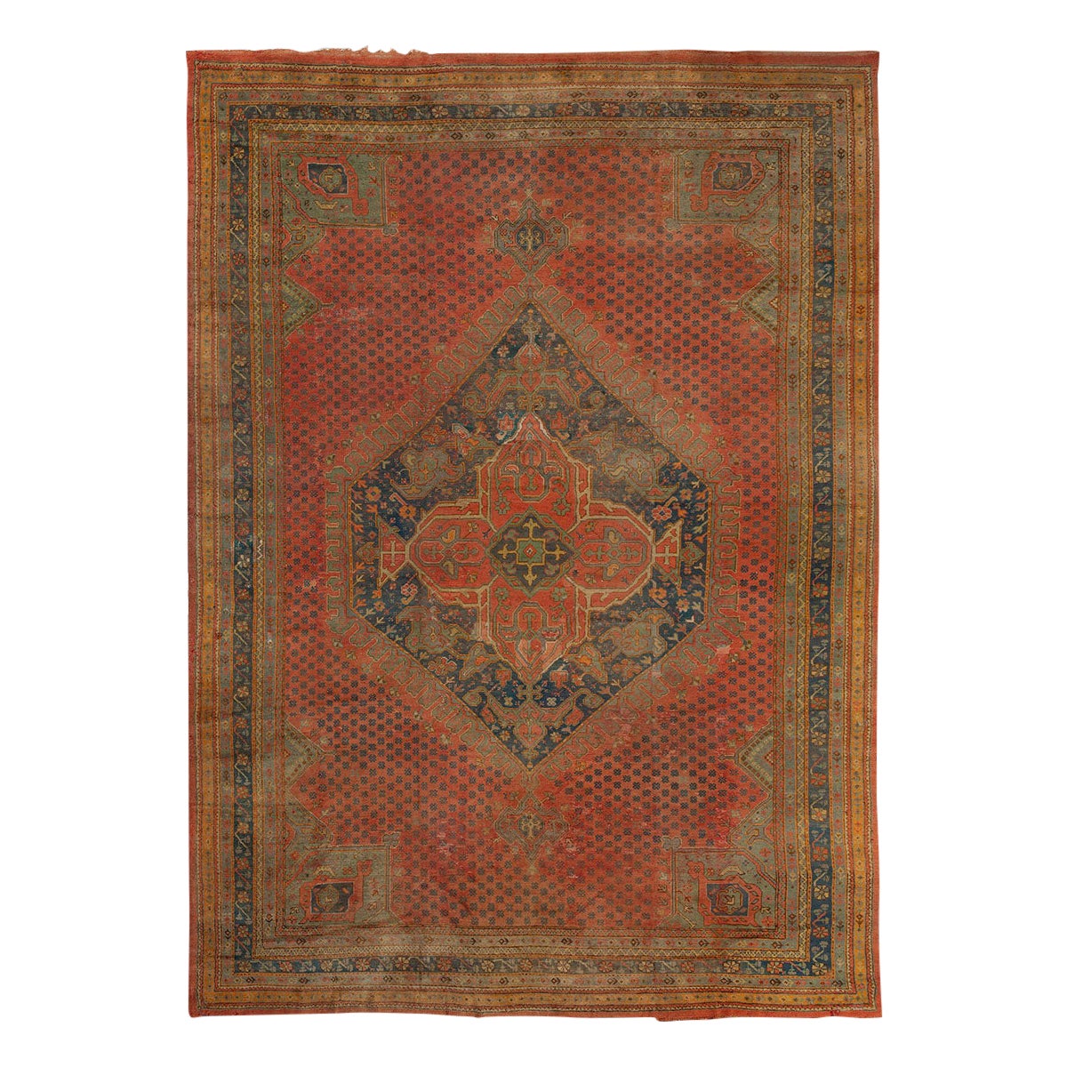 Large Turkish “Waterloo Oushak” (5183), Late 19th Century For Sale