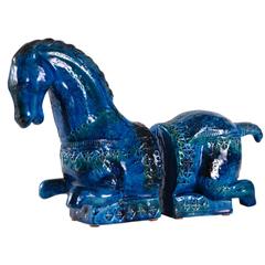 Bitossi, Londi Designed 'Rimini Blu' Horse Bookends, circa 1965, Italy