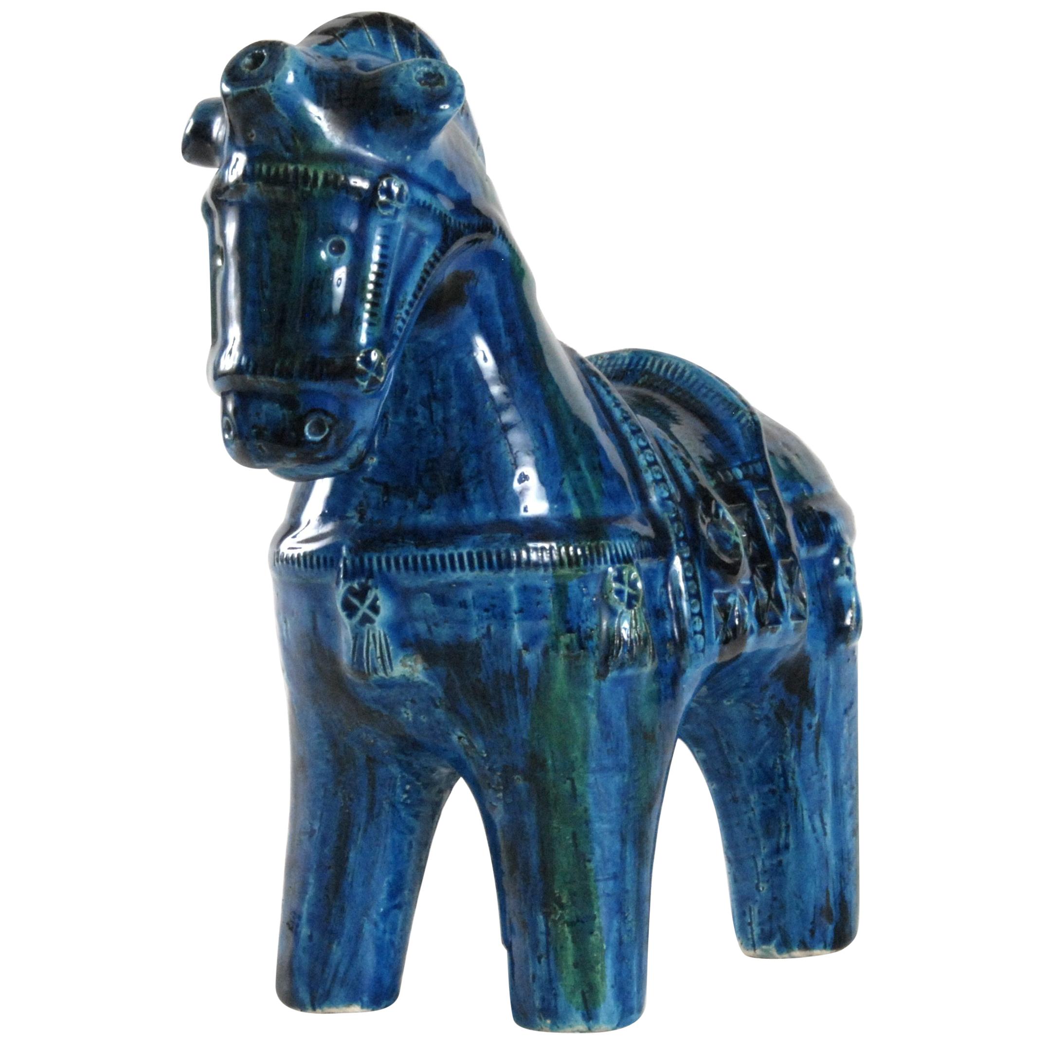 Bitossi Aldo Londi Rimini Blu Horse, Italy, circa 1968