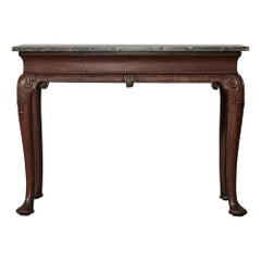 George II Mahogany Side Table with Highly Figured “Fossil Brown” Marble Top
